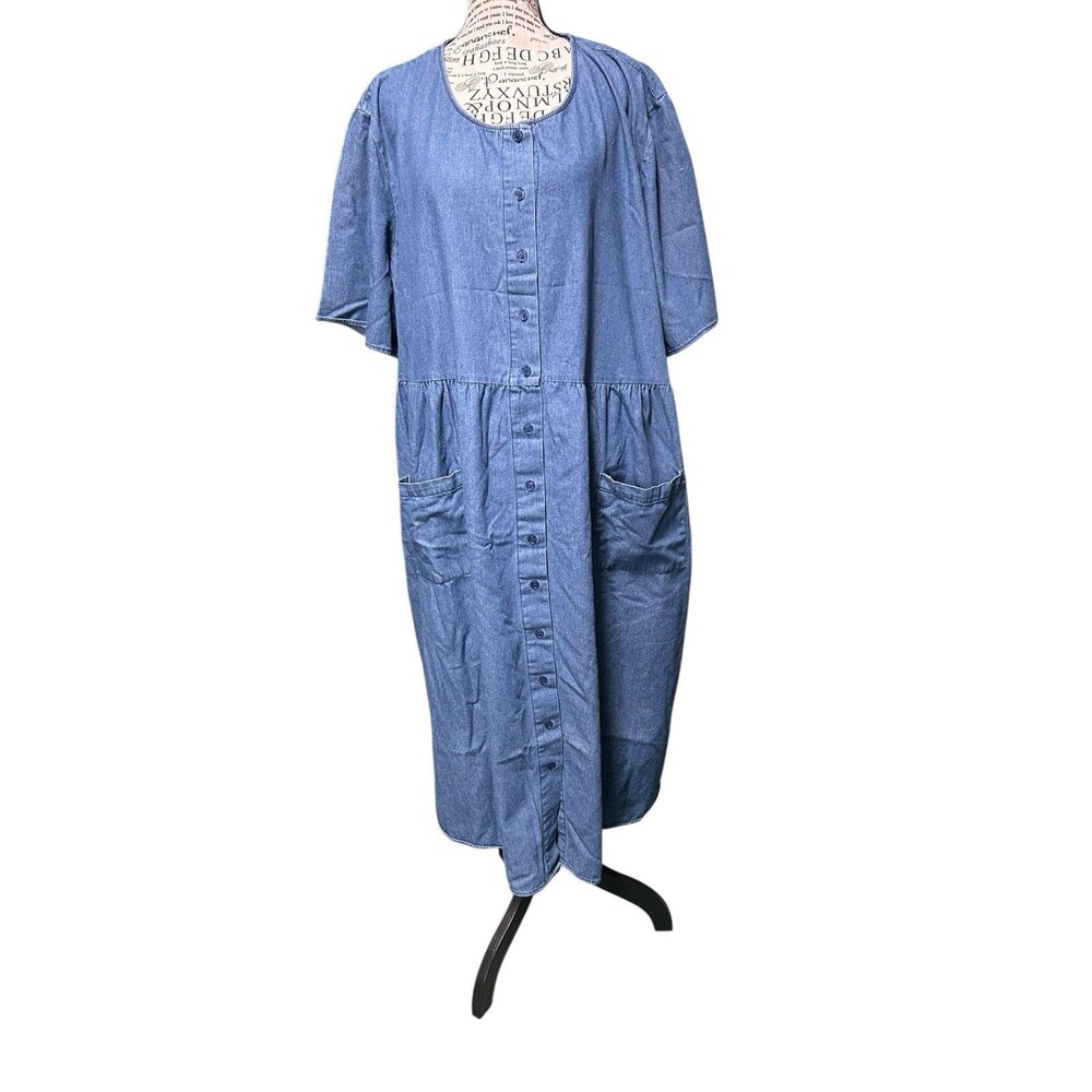Woman Within Plus 26W Blue Lounger Midi Dress School Teacher Career Holidays